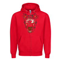 Red Werewolf Face Lycan Gothic Horror Occult Scary Halloween Zipper Hoodie - longCreatives