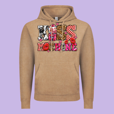 Kiss Machine With Lips Olivia Vintage Hoodie Designed By Oliviacreatesart
