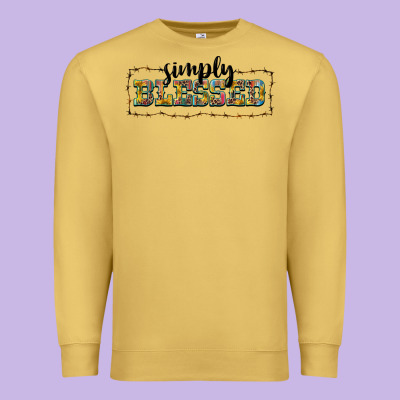 Simply Blessed Premium Sweatshirt Designed By Barkaloodesign