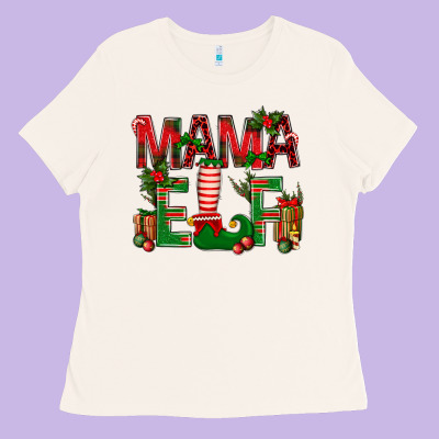 Christmas Mama Elf Ladies Tee Designed By Nancycooperartshop