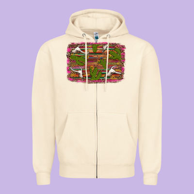 Cinco De Mayo Bullskull And Cactus Zipper Hoodie Designed By Artiststas