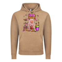 Vintage Coffee mardi gras pig Vintage Hoodie - OliviaCreatesArt