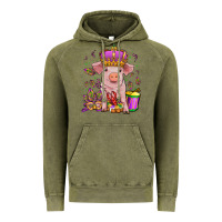 Vintage Olive mardi gras pig Vintage Hoodie - OliviaCreatesArt
