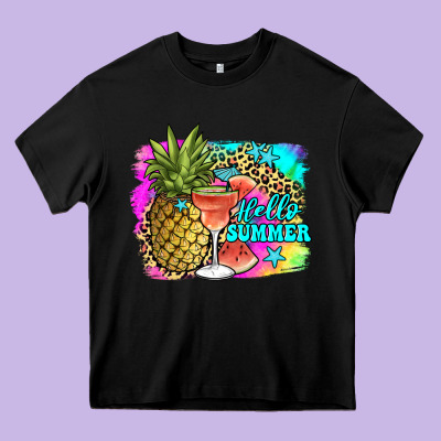 Hello Summer Heavy Core Tee Designed By Jahusdesignshop