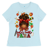 Baby Blue santa's favorite para afro messy bun Ladies Tee - texasbilliewilder