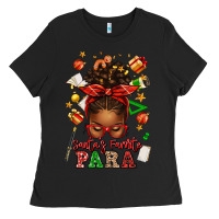 Black santa's favorite para afro messy bun Ladies Tee - texasbilliewilder