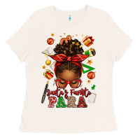 Santa's Favorite Para Afro Messy Bun Ladies Tee | Teevron