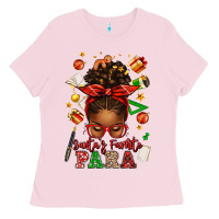 Bubblegum Pink santa's favorite para afro messy bun Ladies Tee - texasbilliewilder