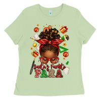 Matcha santa's favorite para afro messy bun Ladies Tee - texasbilliewilder