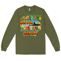 Army Green Fiesta siesta tequila repeat Long Sleeve Tee - FaDigitalArtStudio