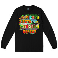 Black Fiesta siesta tequila repeat Long Sleeve Tee - FaDigitalArtStudio