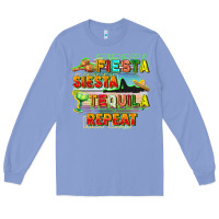 Colony Blue Fiesta siesta tequila repeat Long Sleeve Tee - FaDigitalArtStudio
