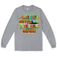Heather Grey Fiesta siesta tequila repeat Long Sleeve Tee - FaDigitalArtStudio