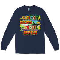 Navy Fiesta siesta tequila repeat Long Sleeve Tee - FaDigitalArtStudio