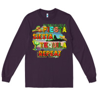 Plum Fiesta siesta tequila repeat Long Sleeve Tee - FaDigitalArtStudio