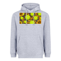 Heather Grey tennis ball with sunflower and racket  licence plato Heavyweight Hoodie - BarkalooDesign