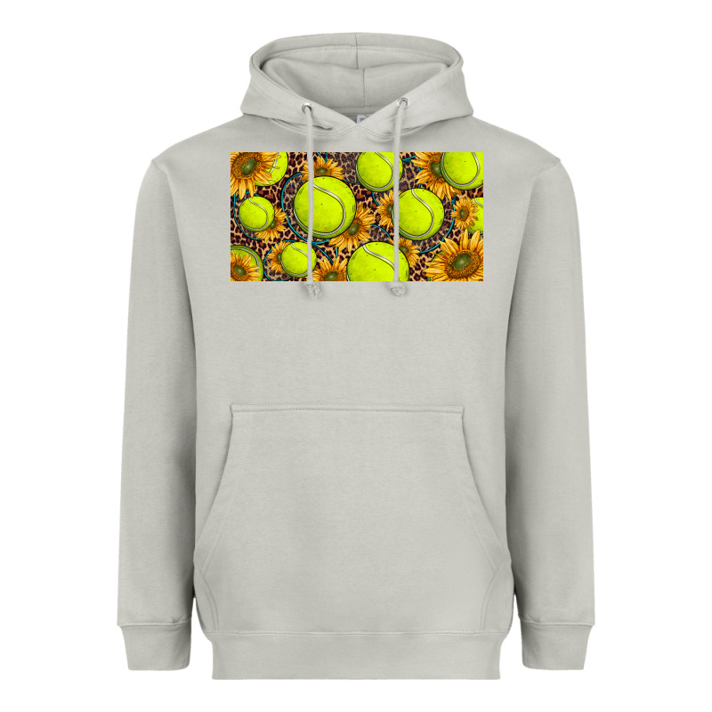 Tennis Ball With Sunflower And Racket  Licence Plato Heavyweight Hoodie by BarkalooDesign | Teevron