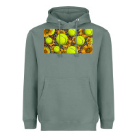Sage tennis ball with sunflower and racket  licence plato Heavyweight Hoodie - BarkalooDesign