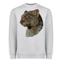 Heather Grey Jaguarundi Head Heavyweight Sweatshirt - LillyAllenDesigns