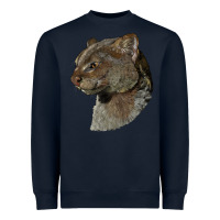 Navy Jaguarundi Head Heavyweight Sweatshirt - LillyAllenDesigns