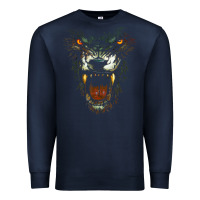 Navy Werewolf Face Lycan Gothic Horror Occult Scary Halloween Premium Sweatshirt - longCreatives