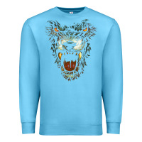 Ocean Blue Werewolf Face Lycan Gothic Horror Occult Scary Halloween Premium Sweatshirt - longCreatives