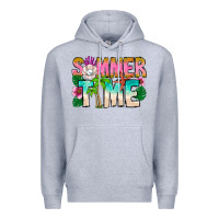 Heather Grey Summer Time Premium Hoodie - CowhideDigitalArt