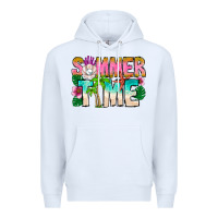 White Summer Time Premium Hoodie - CowhideDigitalArt