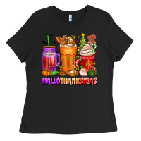 Black hallothanksmas coffee cups Ladies Tee - texasbilliewilder
