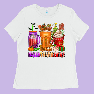 Hallothanksmas Coffee Cups Ladies Tee Designed By Texasbilliewilder