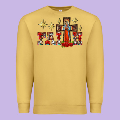 Faith Our Lady Of Guadalupe Cross Premium Sweatshirt Designed By Barkaloodesign