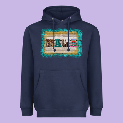 Western Turquoise's Mama Background Heavyweight Hoodie Designed By Barkaloodesign
