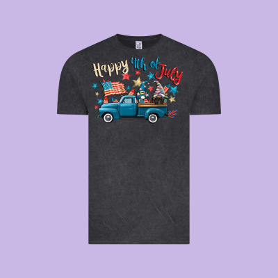 Happy 4th Of July Gnome Truck Vintage Tee Designed By Cowgirlartshop