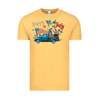 Vintage Mustard happy 4th of july gnome truck Vintage Tee - CowGirlArtShop