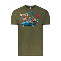 Vintage Olive happy 4th of july gnome truck Vintage Tee - CowGirlArtShop