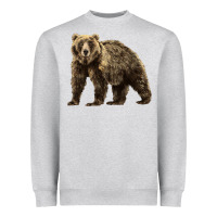 Heather Grey Brown Bear Heavyweight Sweatshirt - LillyAllenDesigns