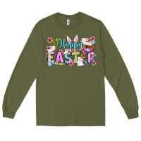 Army Green Happy Easter Nurse Long Sleeve Tee - OliviaCreatesArt