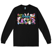 Black Happy Easter Nurse Long Sleeve Tee - OliviaCreatesArt