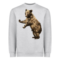 Heather Grey Brown Bear Cub Heavyweight Sweatshirt - LillyAllenDesigns