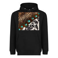 Black leopard and cowhide gemstone leather Heavyweight Hoodie - BarkalooDesign