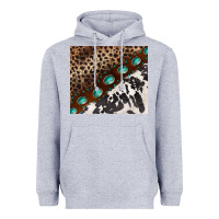 Heather Grey leopard and cowhide gemstone leather Heavyweight Hoodie - BarkalooDesign