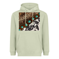 Matcha leopard and cowhide gemstone leather Heavyweight Hoodie - BarkalooDesign