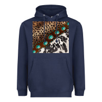 Navy leopard and cowhide gemstone leather Heavyweight Hoodie - BarkalooDesign