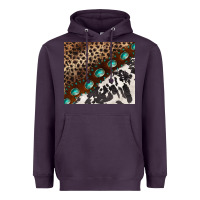 Plum leopard and cowhide gemstone leather Heavyweight Hoodie - BarkalooDesign