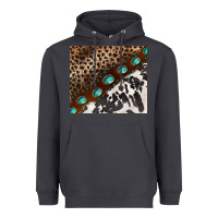 Smoke leopard and cowhide gemstone leather Heavyweight Hoodie - BarkalooDesign
