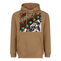 Toasted Coconut leopard and cowhide gemstone leather Heavyweight Hoodie - BarkalooDesign