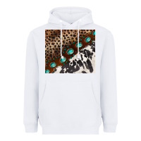 White leopard and cowhide gemstone leather Heavyweight Hoodie - BarkalooDesign