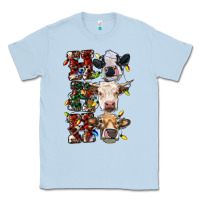 Dusty Blue Ho Ho Ho Cows Classic Tee - RanaPortraitStore