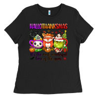 Black hallothanksmas its the most wonderful time of the Ladies Tee - texasbilliewilder