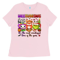 Bubblegum Pink hallothanksmas its the most wonderful time of the Ladies Tee - texasbilliewilder